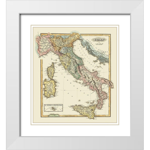 Italy - Lucas 1823 White Modern Wood Framed Art Print with Double Matting by Lucas