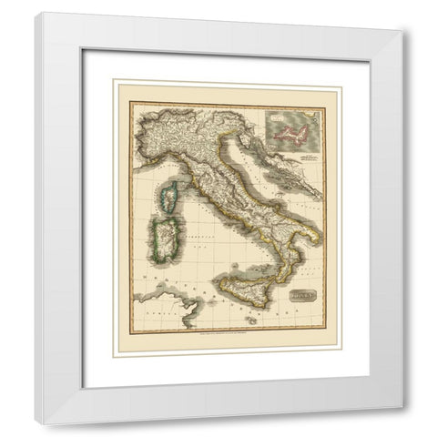 Italy - Thomson 1814 White Modern Wood Framed Art Print with Double Matting by Thomson
