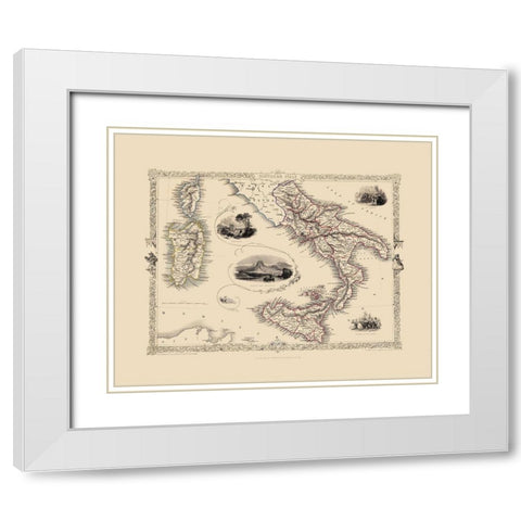 Southern Italy - Tallis 1851 White Modern Wood Framed Art Print with Double Matting by Tallis