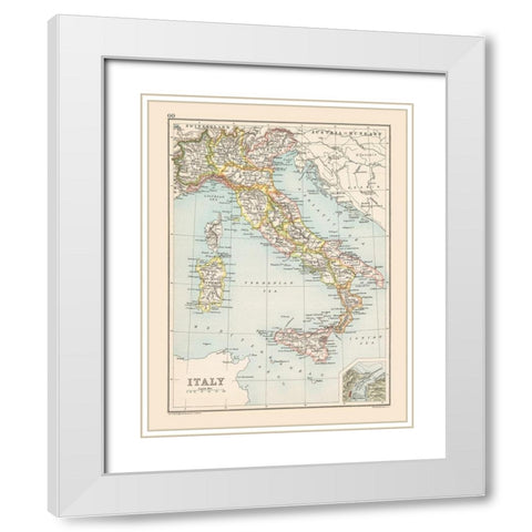 Italy - Bartholomew 1892 White Modern Wood Framed Art Print with Double Matting by Bartholomew