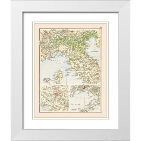 Northern Italy - Bartholomew 1892 White Modern Wood Framed Art Print with Double Matting by Bartholomew