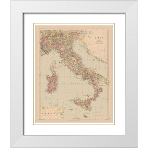 Italy - Black 1867 White Modern Wood Framed Art Print with Double Matting by Black