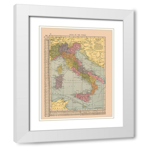 Italy - Hammond 1910 White Modern Wood Framed Art Print with Double Matting by Hammond