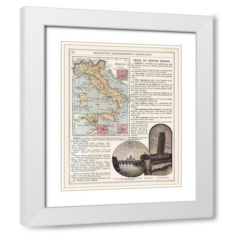 Italy - Monteith 1882 White Modern Wood Framed Art Print with Double Matting by Monteith