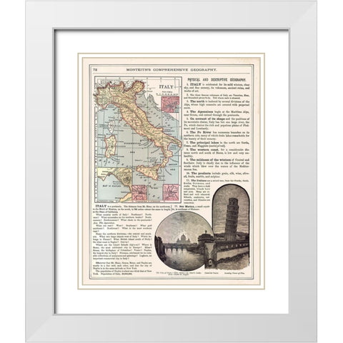 Italy - Monteith 1882 White Modern Wood Framed Art Print with Double Matting by Monteith