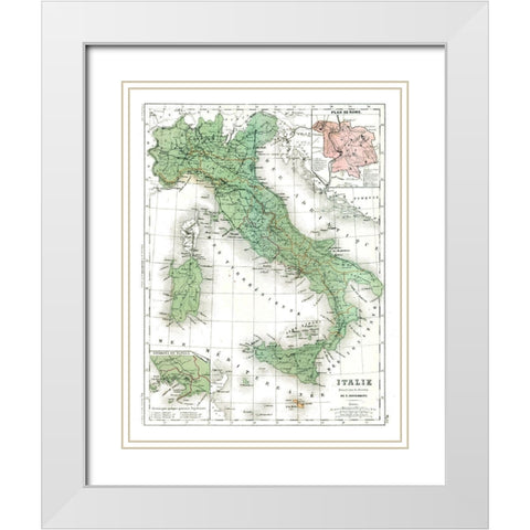 Italy - Cortambert 1880 White Modern Wood Framed Art Print with Double Matting by Cortambert