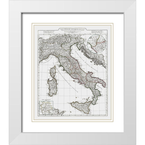 Ancient Italy - DAnville 1799 White Modern Wood Framed Art Print with Double Matting by D''Anville