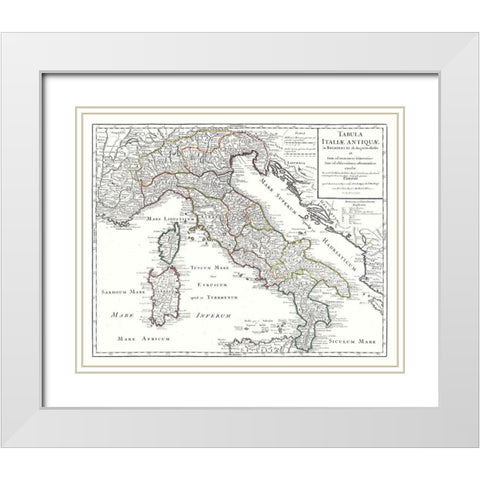 Ancient Italy - De Lisle 1731 White Modern Wood Framed Art Print with Double Matting by De L''isle