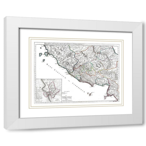 West Italy -De Lisle 1731 White Modern Wood Framed Art Print with Double Matting by De L''isle