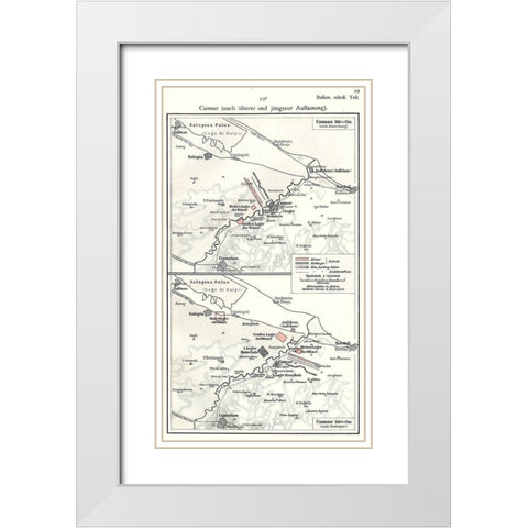 Cannae Italy - Putzgers 1897 White Modern Wood Framed Art Print with Double Matting by Putzgers