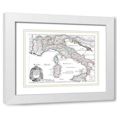 Ancient Italy - Sanson 1641 White Modern Wood Framed Art Print with Double Matting by Sanson