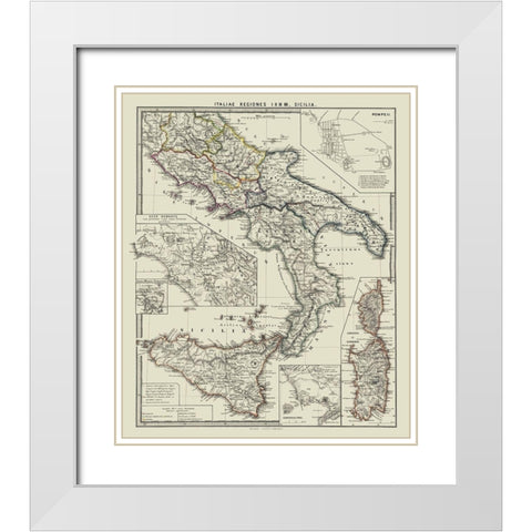 South Italy - Spruner 1865 White Modern Wood Framed Art Print with Double Matting by Spruner
