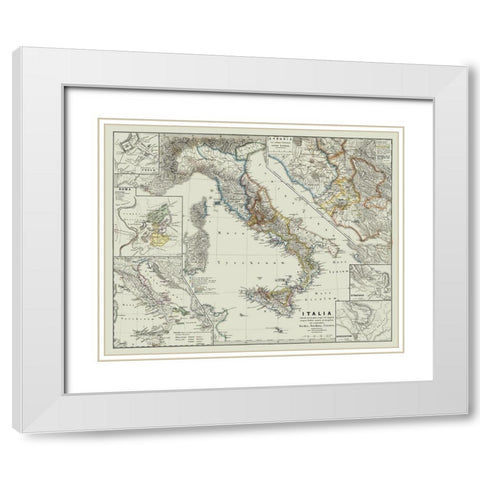 Ancient Italy - Spruner 1865 White Modern Wood Framed Art Print with Double Matting by Spruner