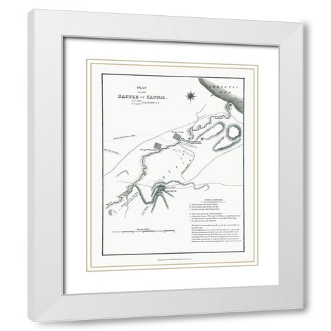 Battle of Cannae - Italy - Oxford 1828 White Modern Wood Framed Art Print with Double Matting by Unknown