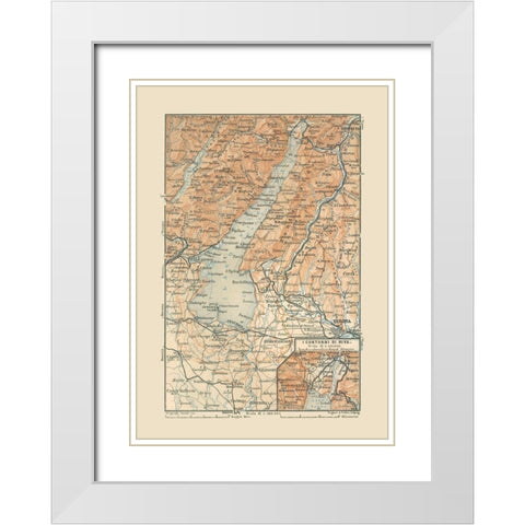 Northern Italy - Baedeker 1910 White Modern Wood Framed Art Print with Double Matting by Baedeker