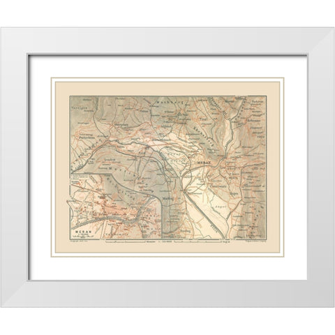 Meran Region Italy - Baedeker 1910 White Modern Wood Framed Art Print with Double Matting by Baedeker