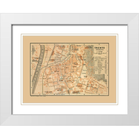 Trento Italy - Baedeker 1910 White Modern Wood Framed Art Print with Double Matting by Baedeker