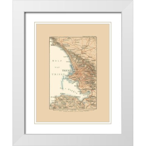 Trieste Region Italy - Baedeker 1910 White Modern Wood Framed Art Print with Double Matting by Baedeker