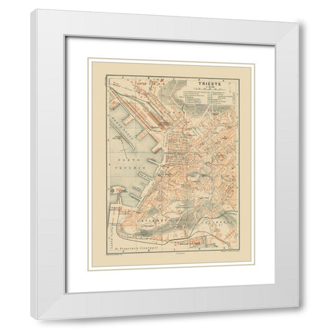 Trieste Italy - Baedeker 1910 White Modern Wood Framed Art Print with Double Matting by Baedeker