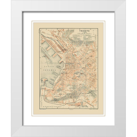 Trieste Italy - Baedeker 1910 White Modern Wood Framed Art Print with Double Matting by Baedeker