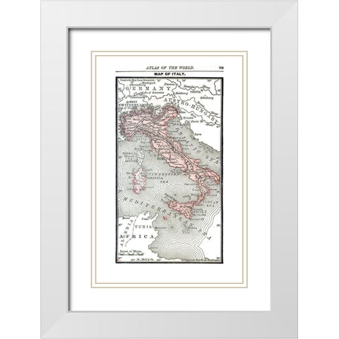Italy - Alden 1886 White Modern Wood Framed Art Print with Double Matting by Alden