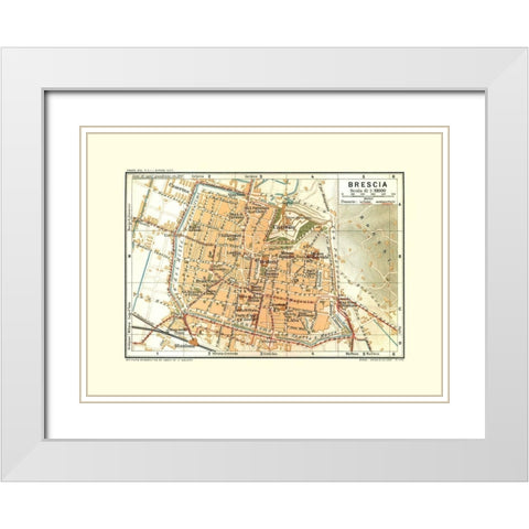 Brescia Italy - Bertarelli 1914 White Modern Wood Framed Art Print with Double Matting by Bertarelli