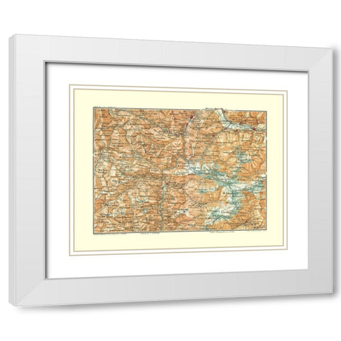 Ortler Region Italy - Bertarelli 1914 White Modern Wood Framed Art Print with Double Matting by Bertarelli
