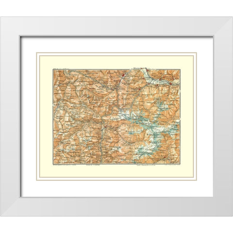 Ortler Region Italy - Bertarelli 1914 White Modern Wood Framed Art Print with Double Matting by Bertarelli