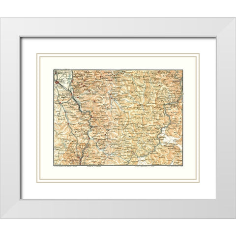 Northwest Italy - Bertarelli 1914 White Modern Wood Framed Art Print with Double Matting by Bertarelli