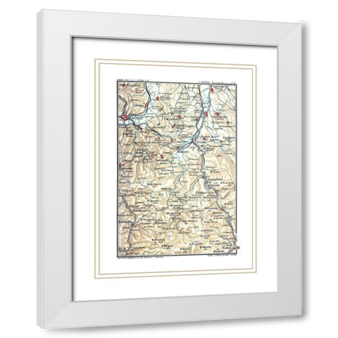 Northwest Italy Molare - Bertarelli 1914 White Modern Wood Framed Art Print with Double Matting by Bertarelli