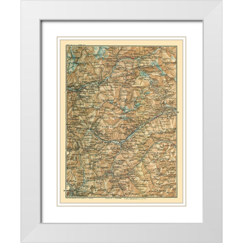 Northeast France Northwest Italy - Bertarelli 1914 White Modern Wood Framed Art Print with Double Matting by Bertarelli