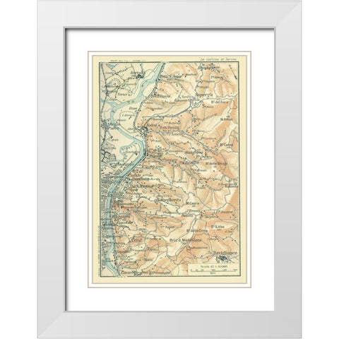 Northwest Italy - Bertarelli 1914 White Modern Wood Framed Art Print with Double Matting by Bertarelli