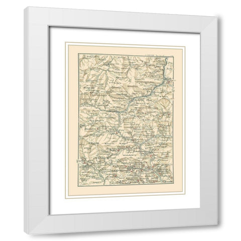 Ligurian Sea Coast Italy - Bertarelli 1914 White Modern Wood Framed Art Print with Double Matting by Bertarelli