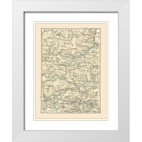 Ligurian Sea Coast Italy - Bertarelli 1914 White Modern Wood Framed Art Print with Double Matting by Bertarelli