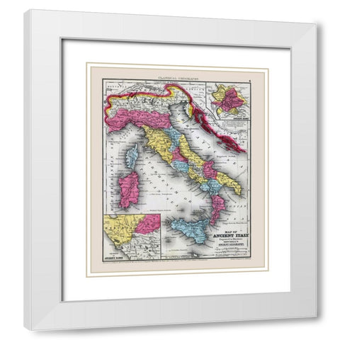 Ancient Italy - Mitchell 1844 White Modern Wood Framed Art Print with Double Matting by Mitchell