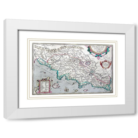 Ancient Etruria 1584 Central Italy - Ortelius 1584 White Modern Wood Framed Art Print with Double Matting by Ortelius
