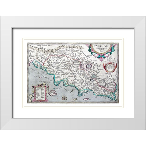 Ancient Etruria 1584 Central Italy - Ortelius 1584 White Modern Wood Framed Art Print with Double Matting by Ortelius