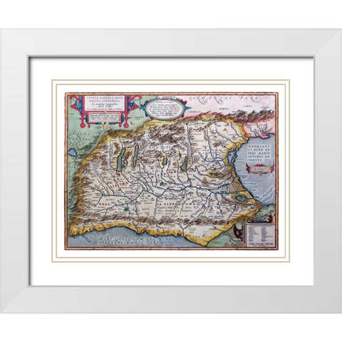 Ancient Northern Italy - Ortelius 1570 White Modern Wood Framed Art Print with Double Matting by Ortelius