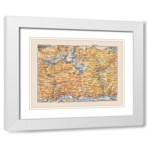 Valtellina North Italy Region - Baedeker 1921 White Modern Wood Framed Art Print with Double Matting by Baedeker