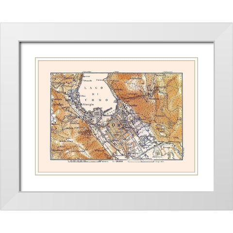 Lake Como Italy - Baedeker 1921 White Modern Wood Framed Art Print with Double Matting by Baedeker