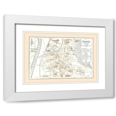 Trento Italy - Baedeker 1896 White Modern Wood Framed Art Print with Double Matting by Baedeker