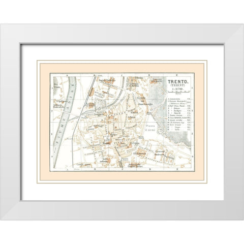 Trento Italy - Baedeker 1896 White Modern Wood Framed Art Print with Double Matting by Baedeker