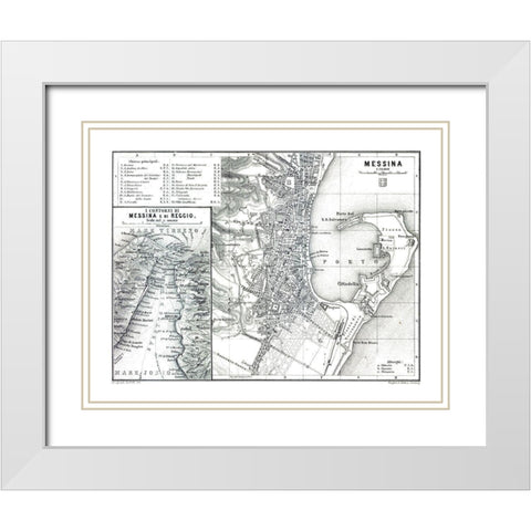 Messina Reggio Italy - Baedeker 1880 White Modern Wood Framed Art Print with Double Matting by Baedeker