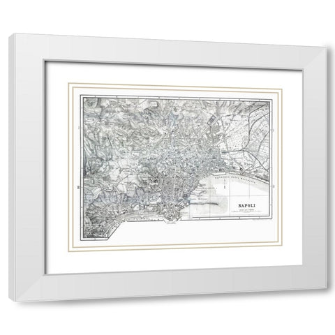 Naples Italy - Baedeker 1880 White Modern Wood Framed Art Print with Double Matting by Baedeker