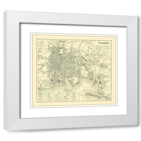 Palermo Italy - Baedeker 1880 White Modern Wood Framed Art Print with Double Matting by Baedeker