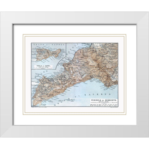 Sorrento Capri Italy - Baedeker 1880 White Modern Wood Framed Art Print with Double Matting by Baedeker