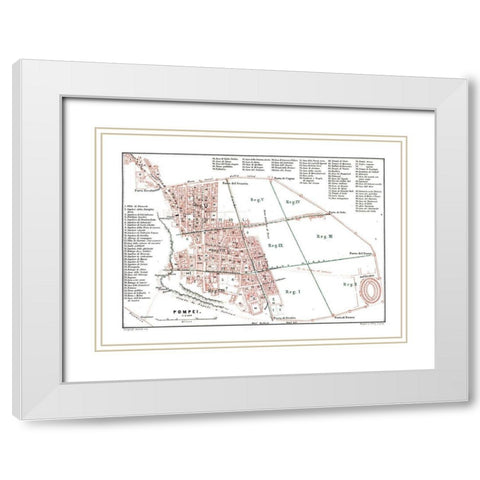 Pompei Italy - Baedeker 1880 White Modern Wood Framed Art Print with Double Matting by Baedeker