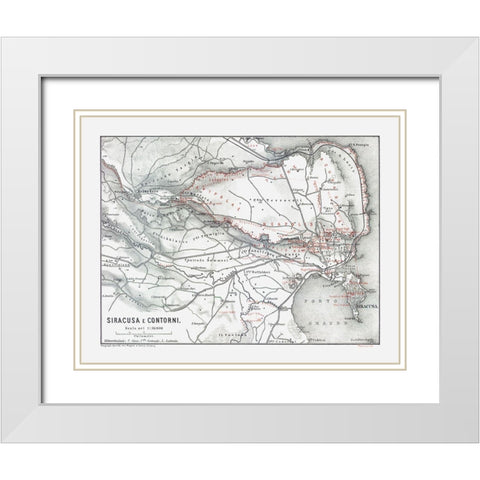 Province of Syracuse Italy - Baedeker 1880 White Modern Wood Framed Art Print with Double Matting by Baedeker