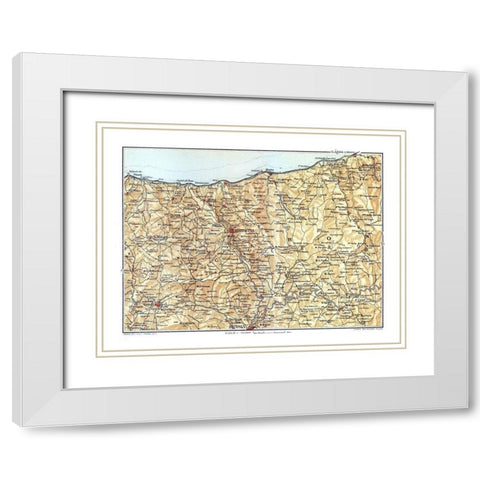 Caron Region Sicily Italy - Baedeker 1880 White Modern Wood Framed Art Print with Double Matting by Baedeker