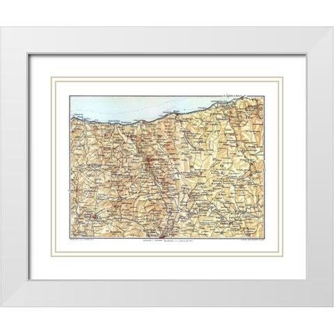 Caron Region Sicily Italy - Baedeker 1880 White Modern Wood Framed Art Print with Double Matting by Baedeker